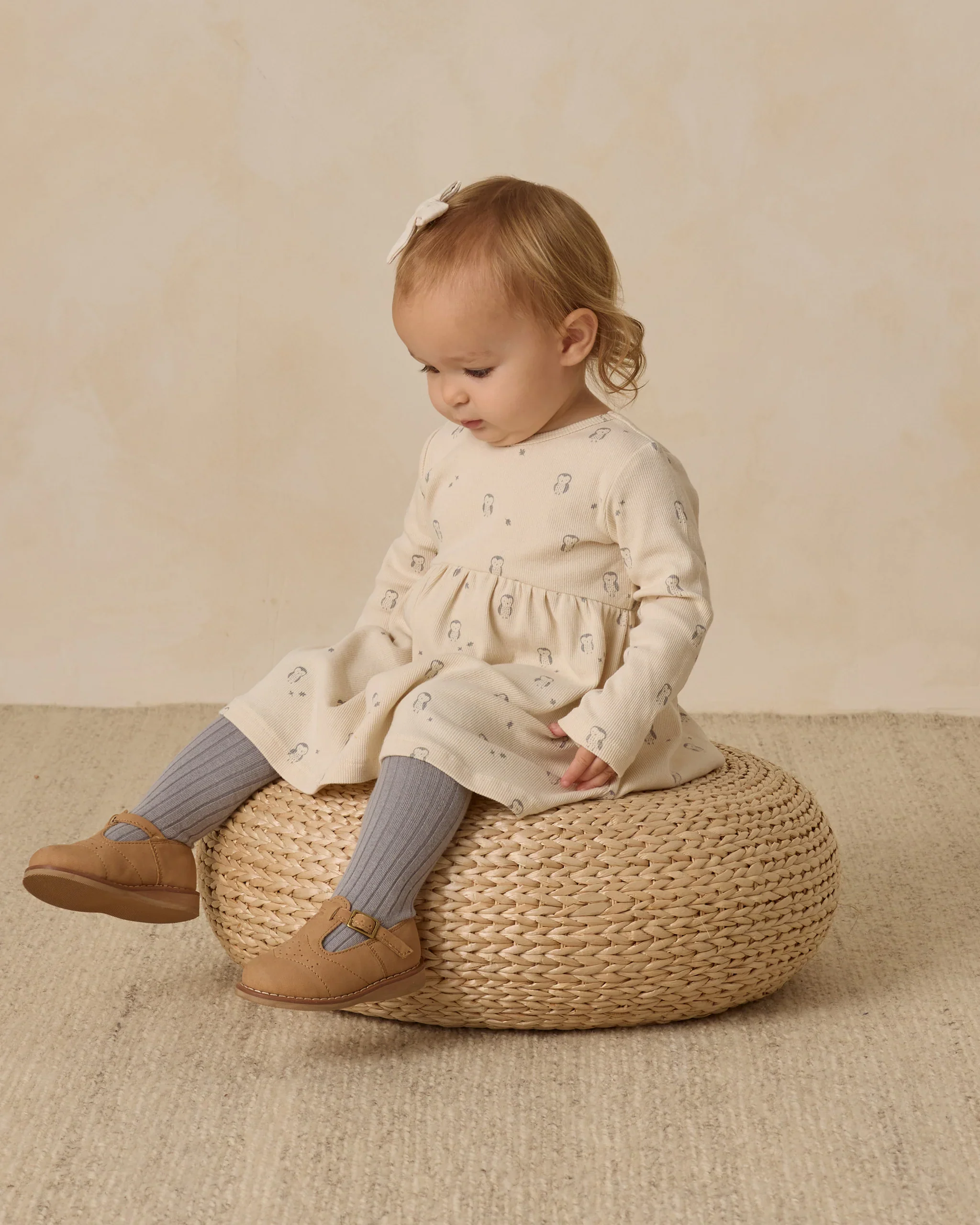 Owls Ribbed Longsleeve Dress - Image 3