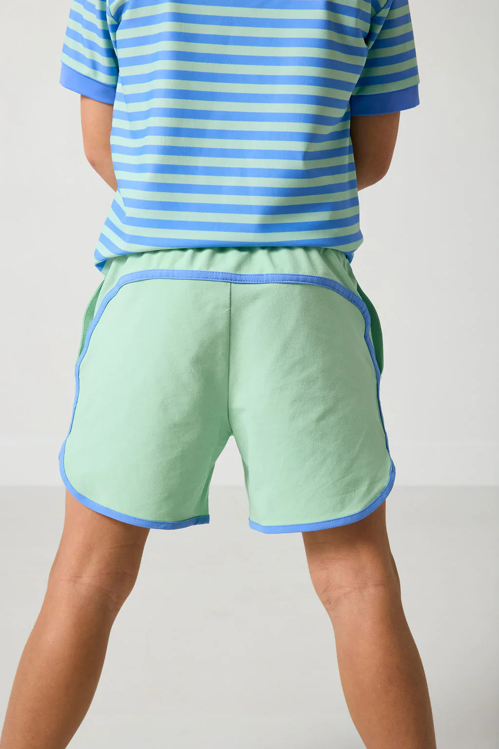 Palm Green Retro Super Short with Sky Blue Piping - Image 4