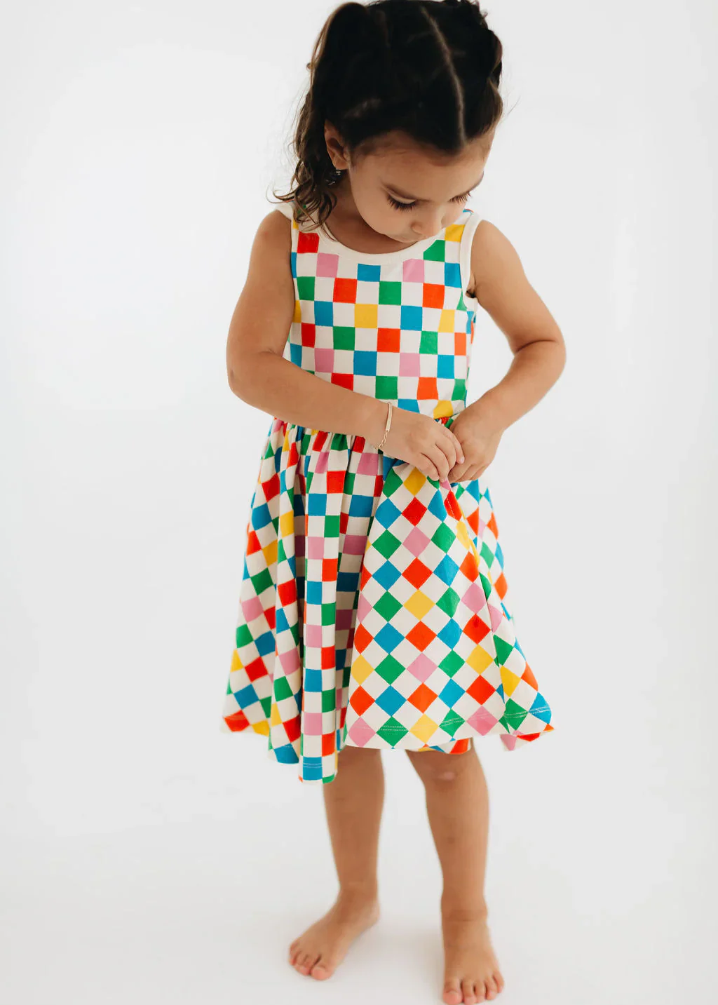 Party Checkers Sleeveless Twirl Dress - Image 2