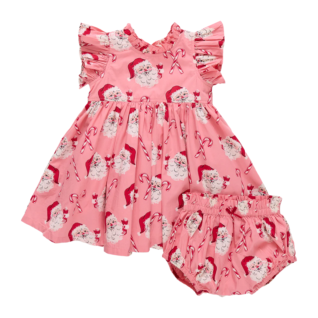 Pink Candy Cane Santa Baby Girls Jennifer Dress Set
