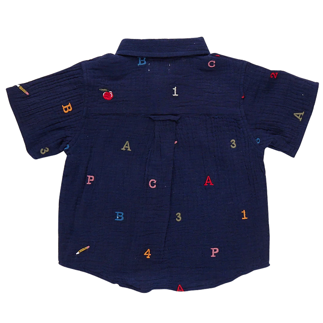 Pink Chicken - Boys Jack Shirt - Alphabet Embroidery - Image 2