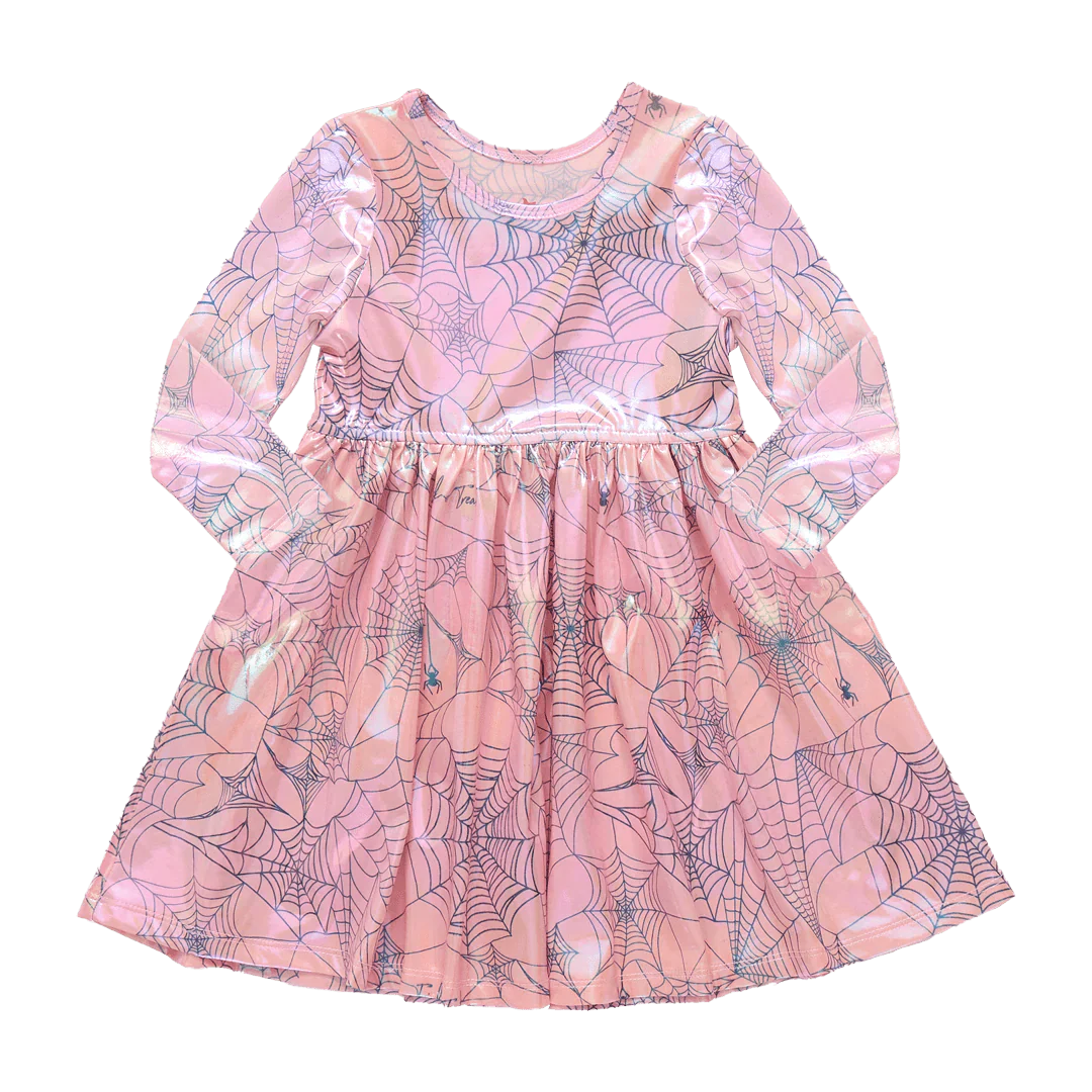 Pink Spider Web Girls Lame Steph Dress