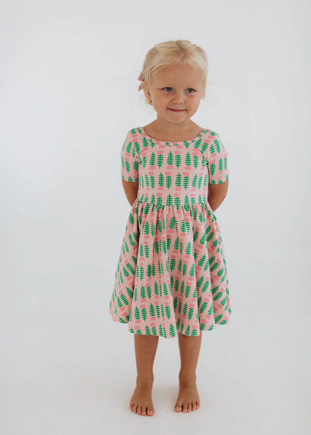 Pink Tulips Short Sleeve Twirl Dress - Image 2