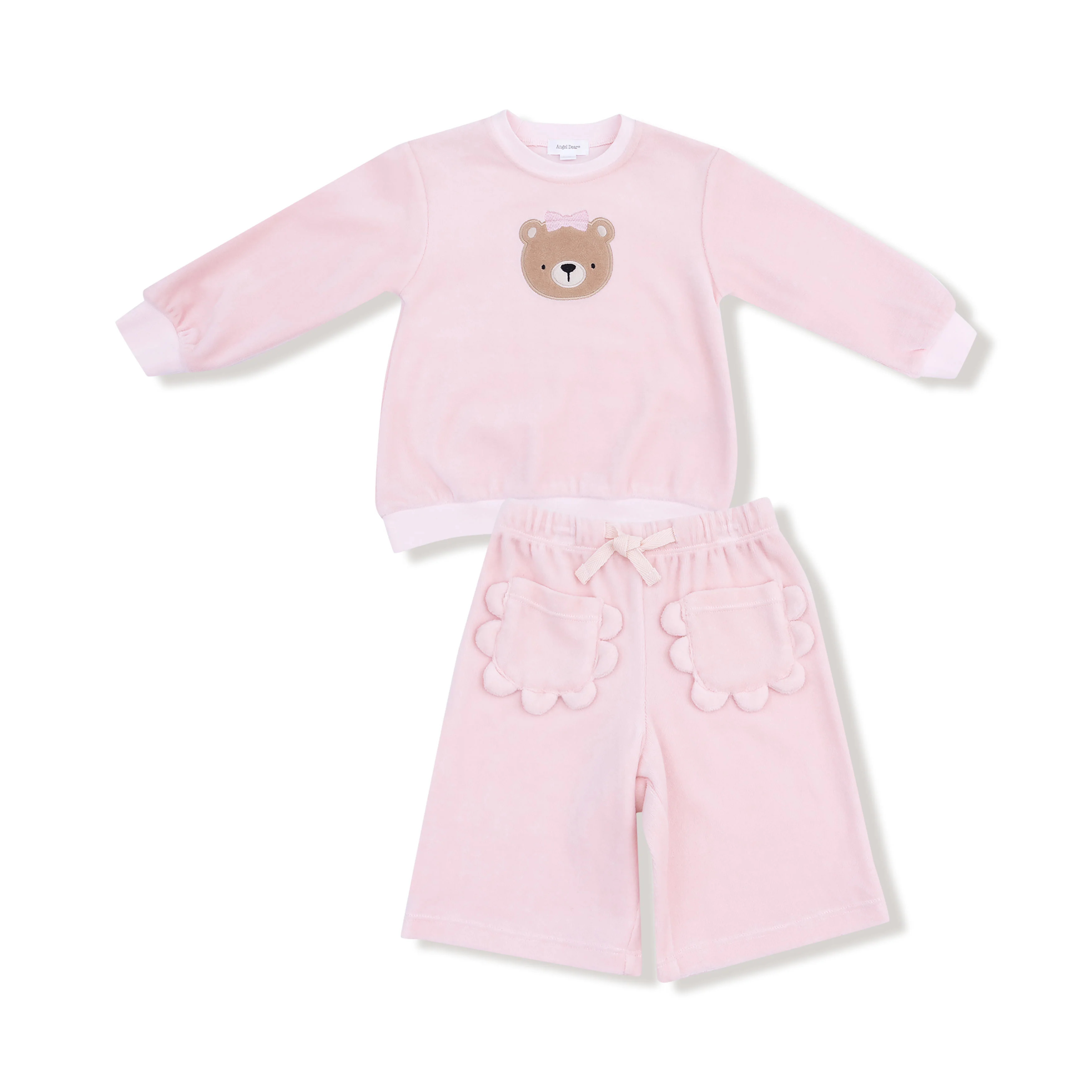 Pink Velour Teddy Bear Set