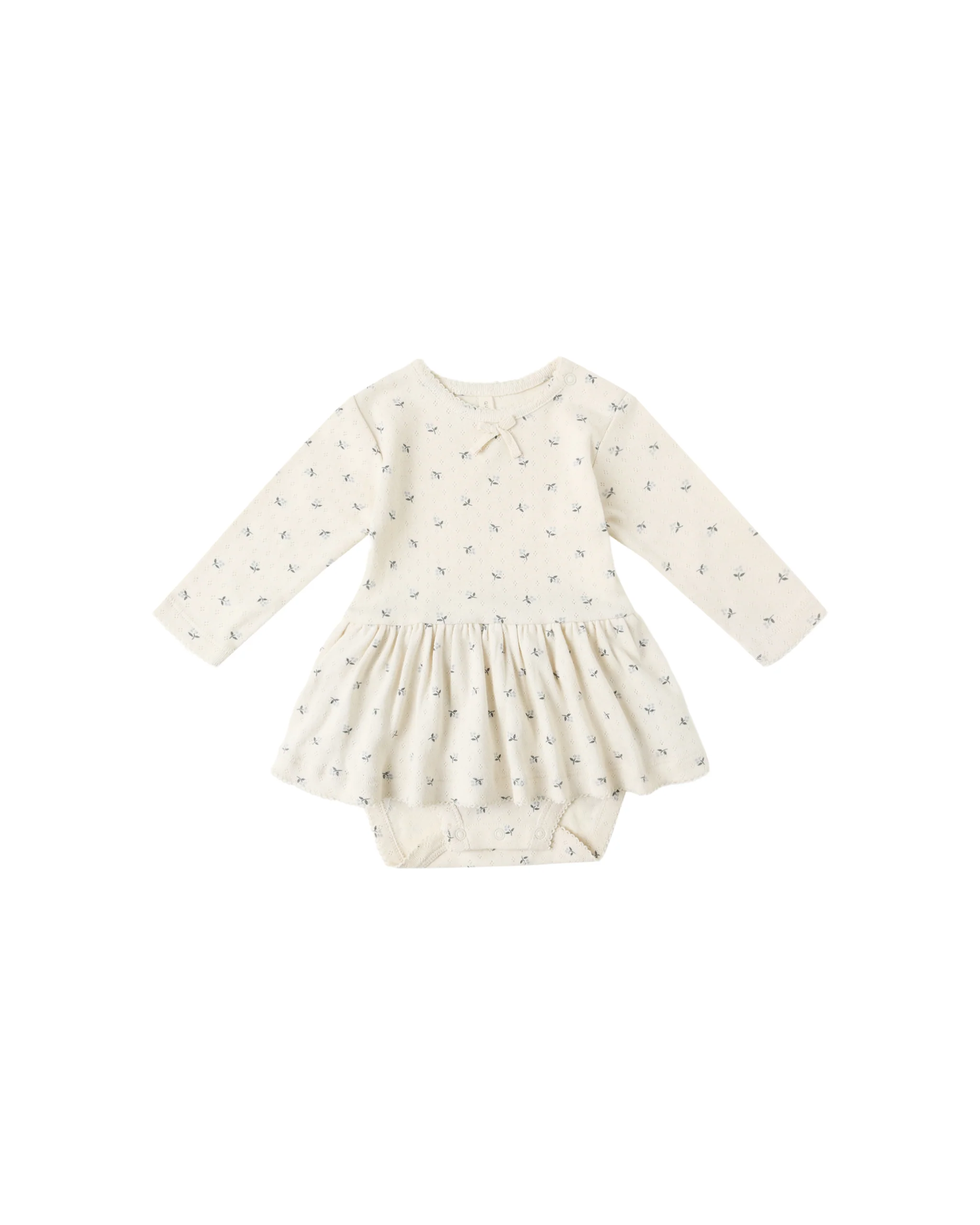 Blue Ditsy Pointelle Skirted Bodysuit