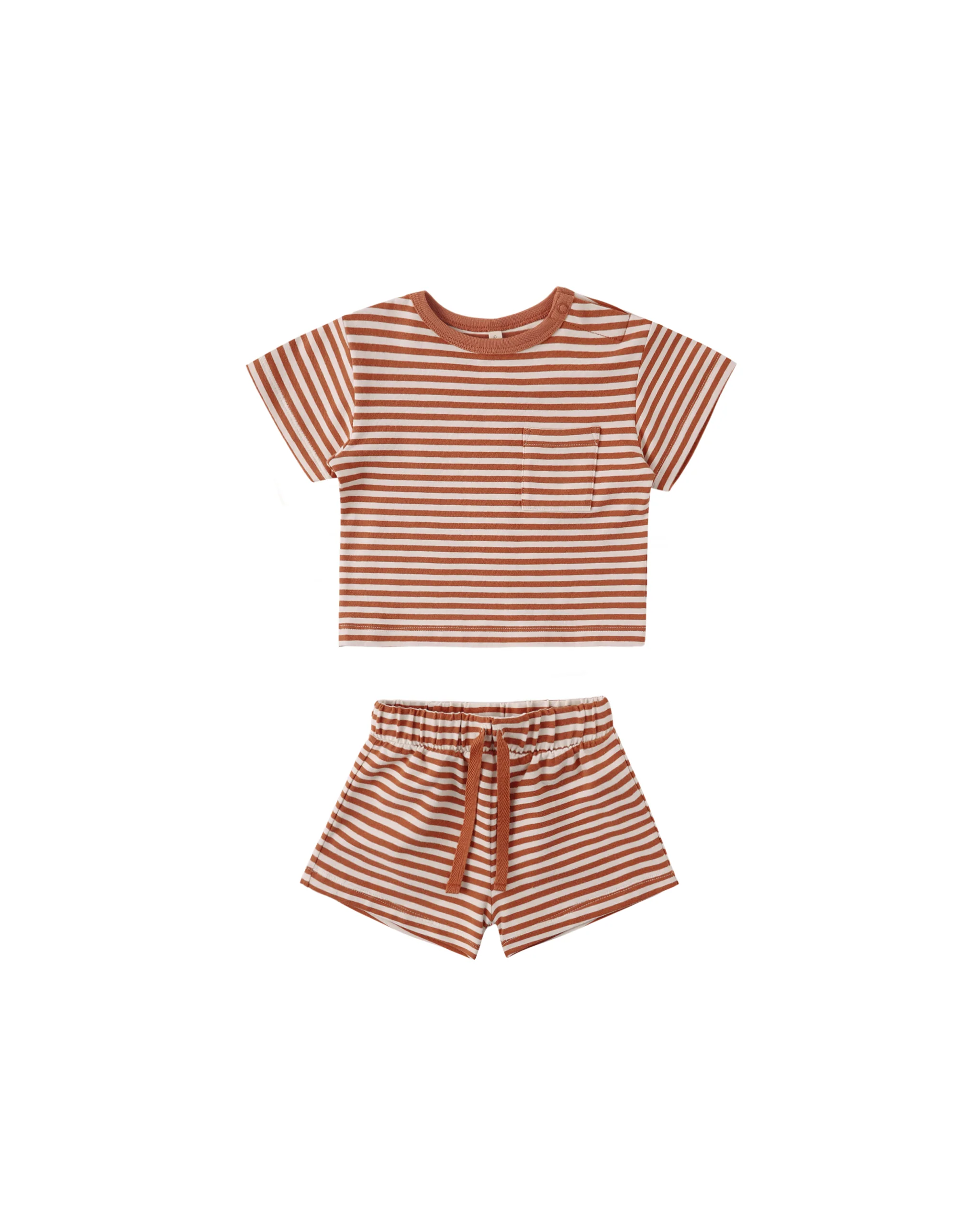 Poppy Stripe Boxy Pocket Tee + Short Set