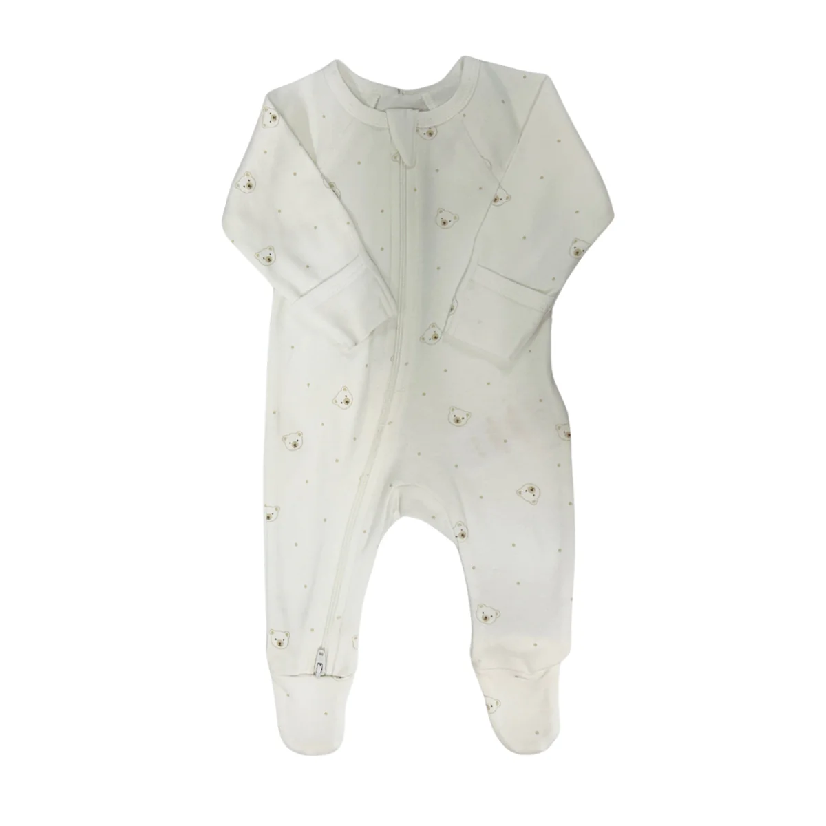 Purebaby - Tan Bear Zippered Footie