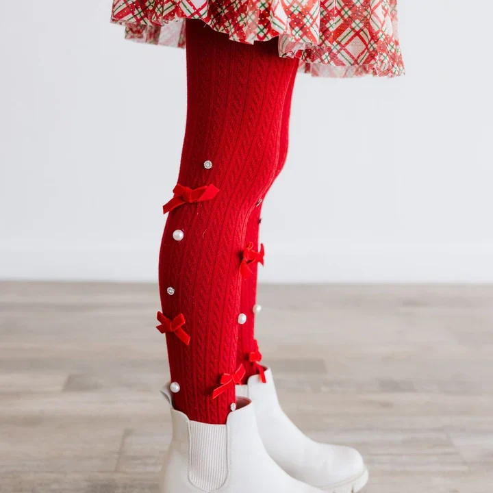 Ruby Red Bedazzled Tights - Image 2