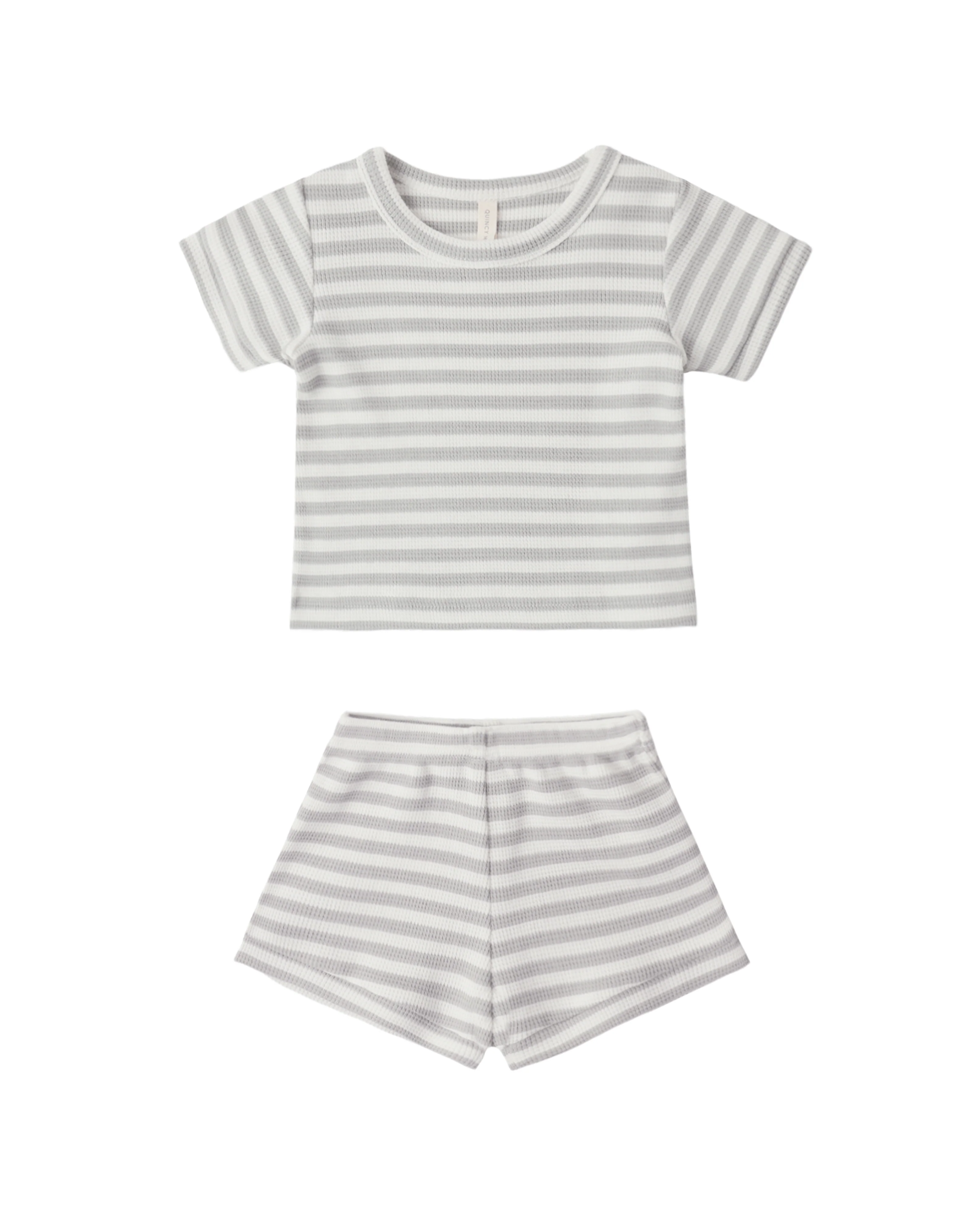 Sage Stripe Waffle Shortie Set