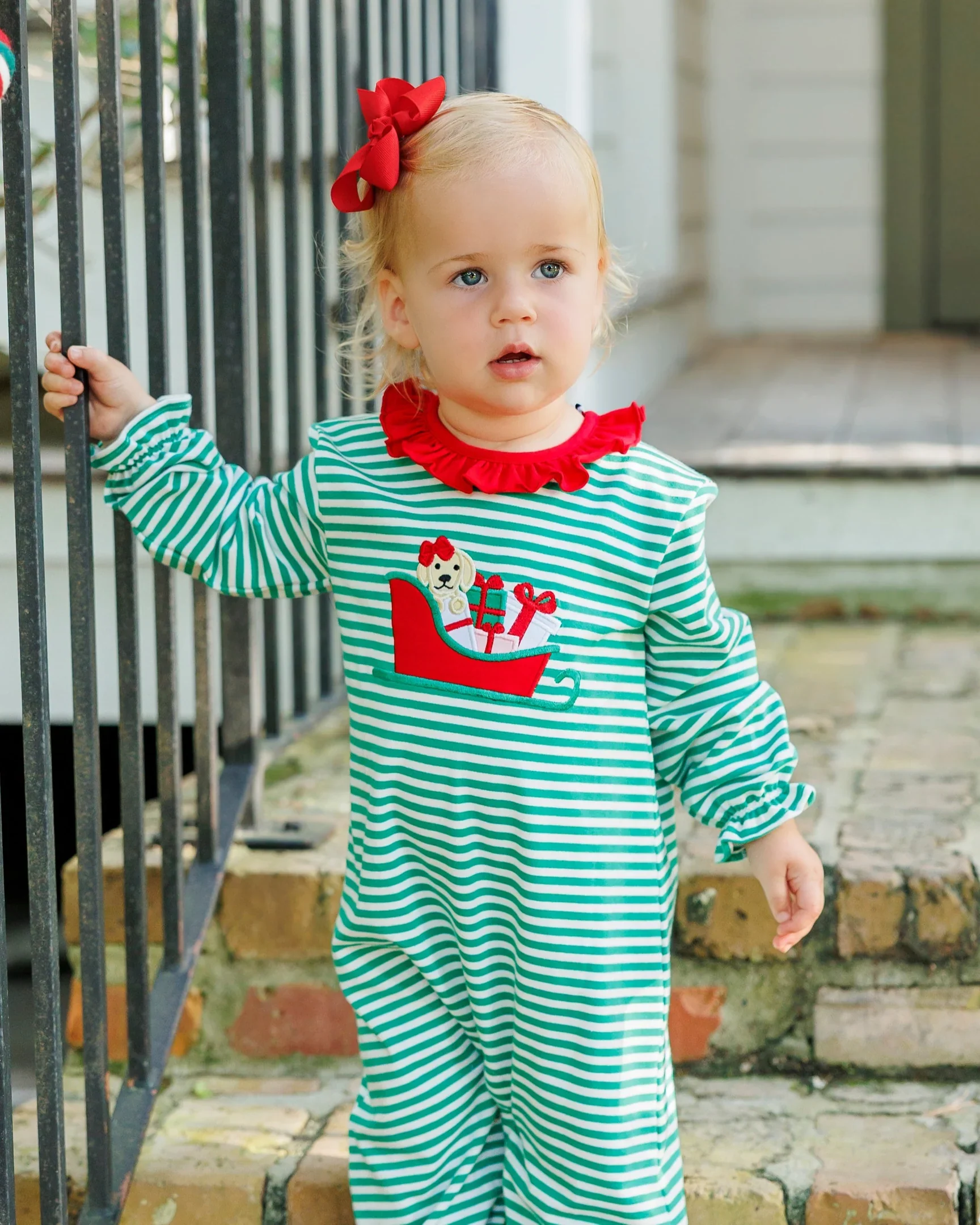 Santa Paws Ruffle Romper - Image 2