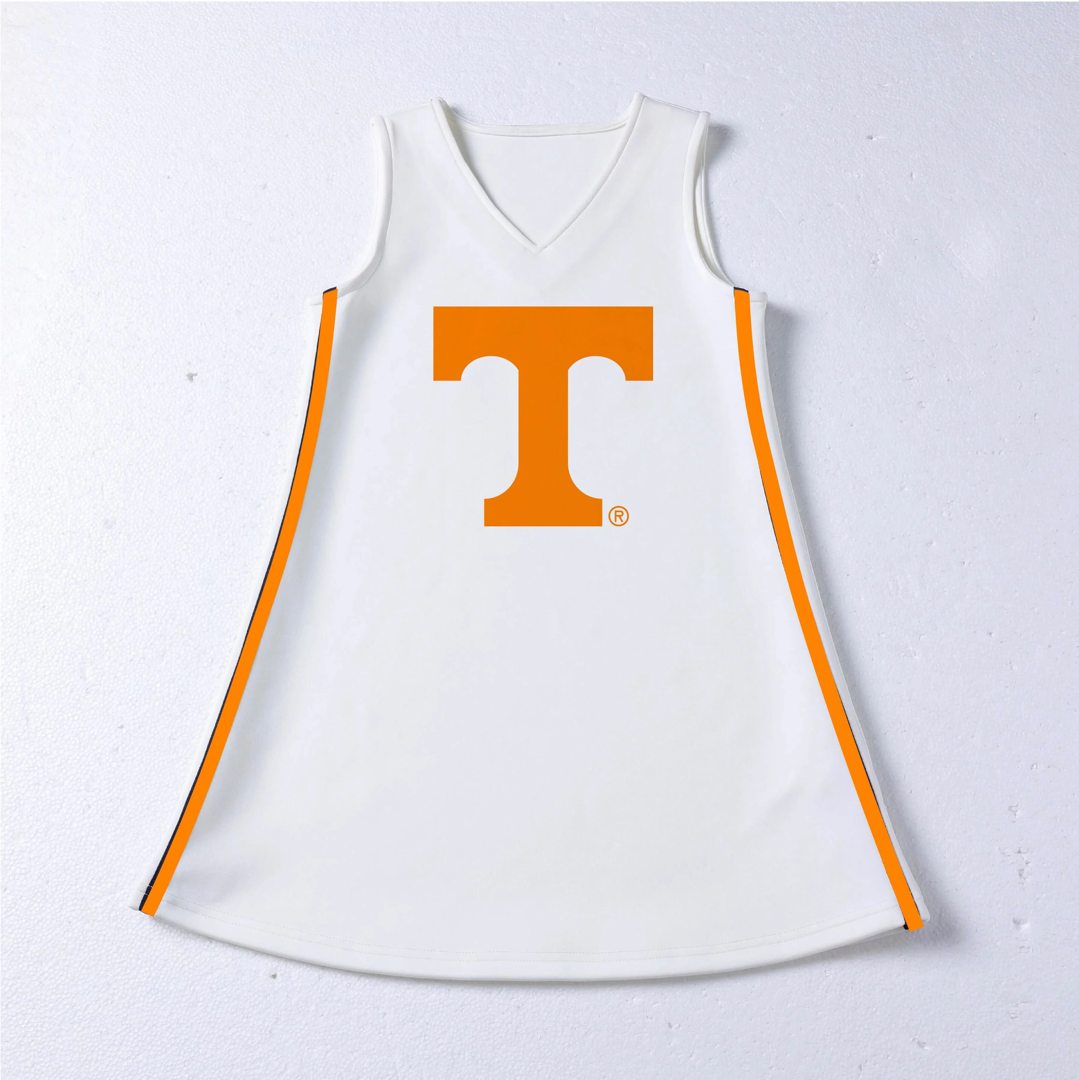 Scarlet & Gold - Power T White V-Neck Cheer Dress