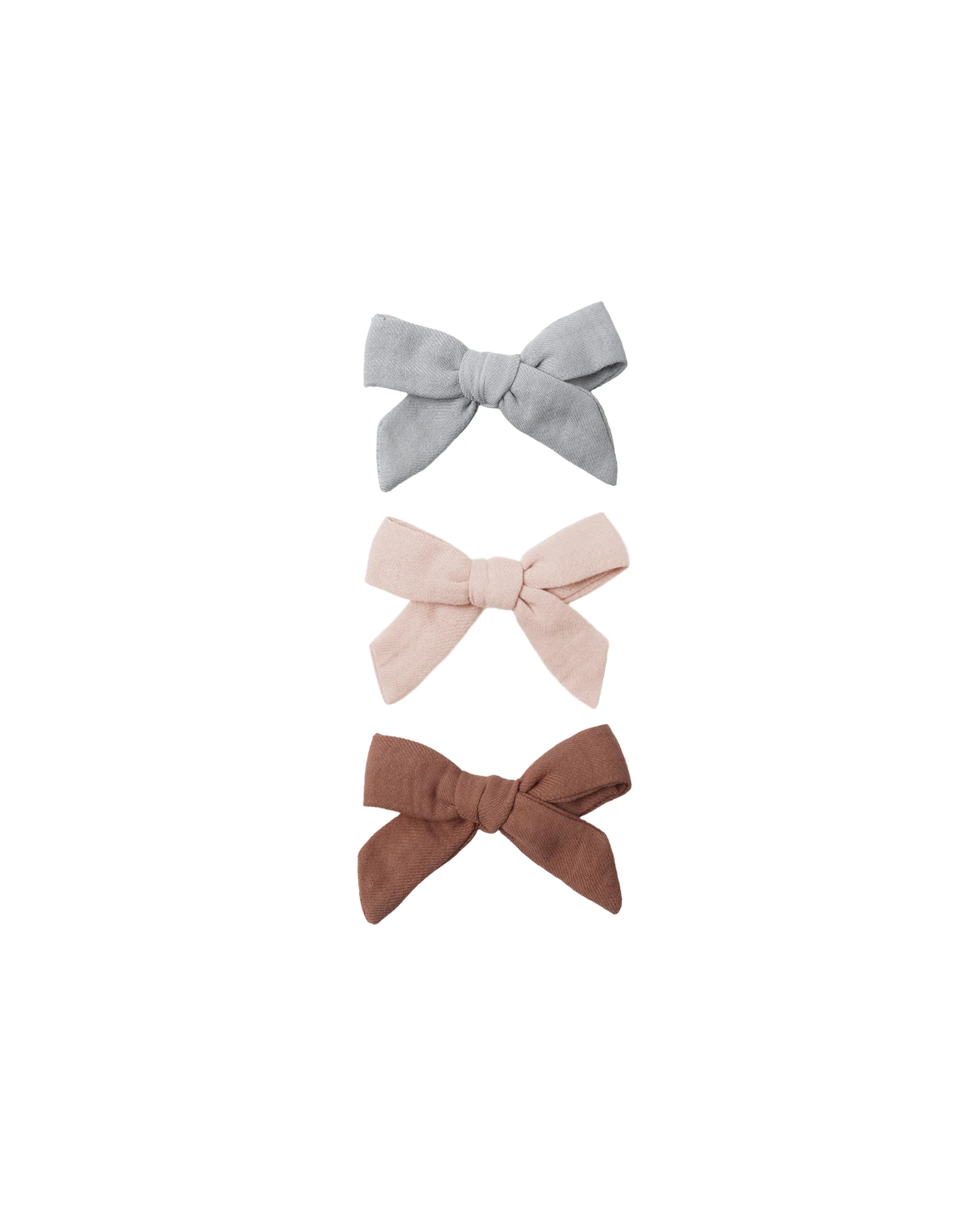 Sky,Blush,Poppy Bow w Clip Set of 3