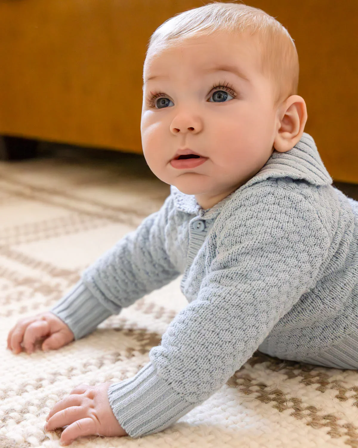 Slate Blue Knit Cardigan and Footed Pant - Image 2