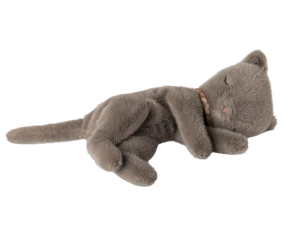 Sleeping kitten plush, Small - Grey