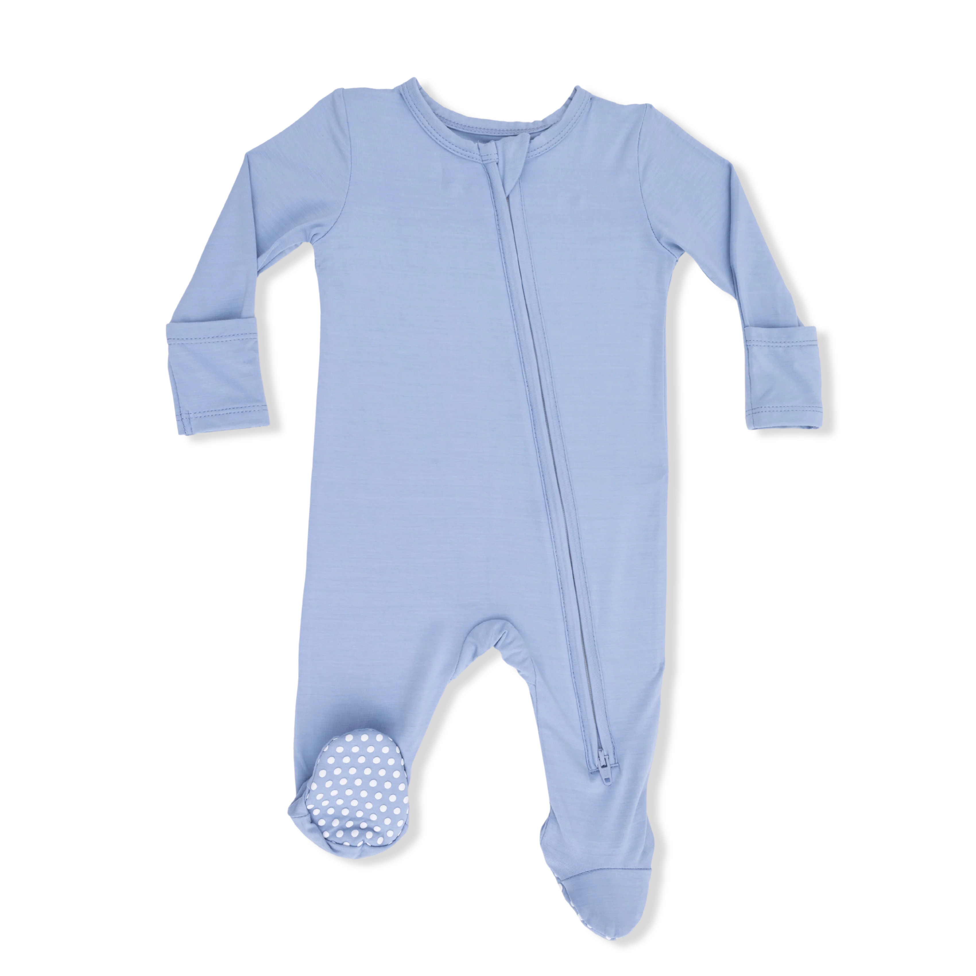 Solid Blue Fog Zip Footie