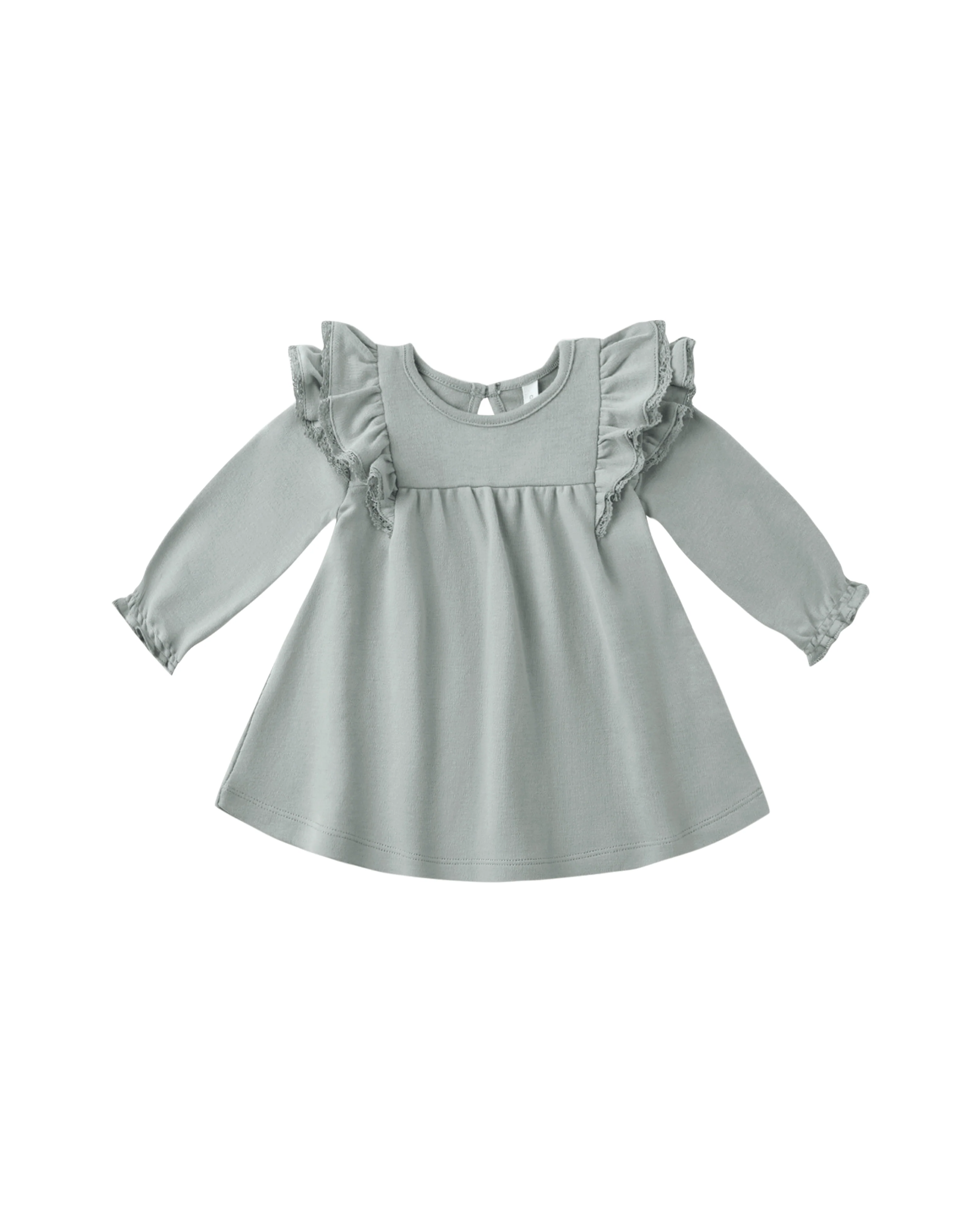 Steel Blue Longsleeve Flutter Dress