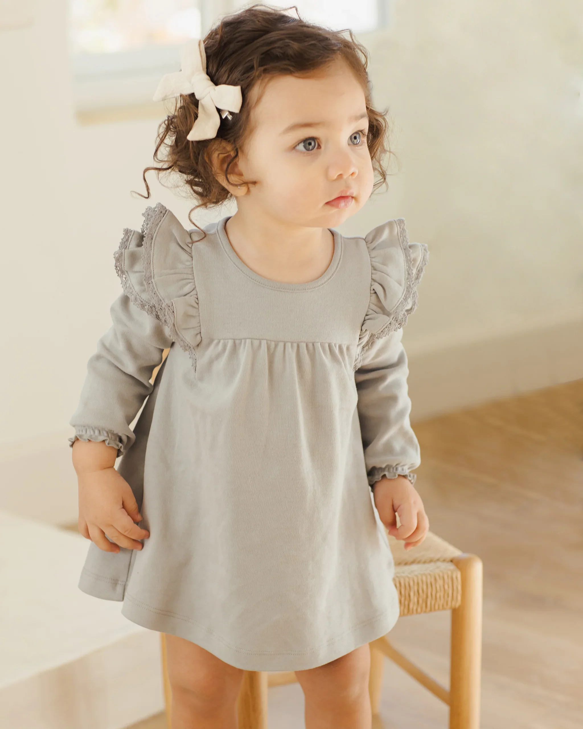 Steel Blue Longsleeve Flutter Dress - Image 2