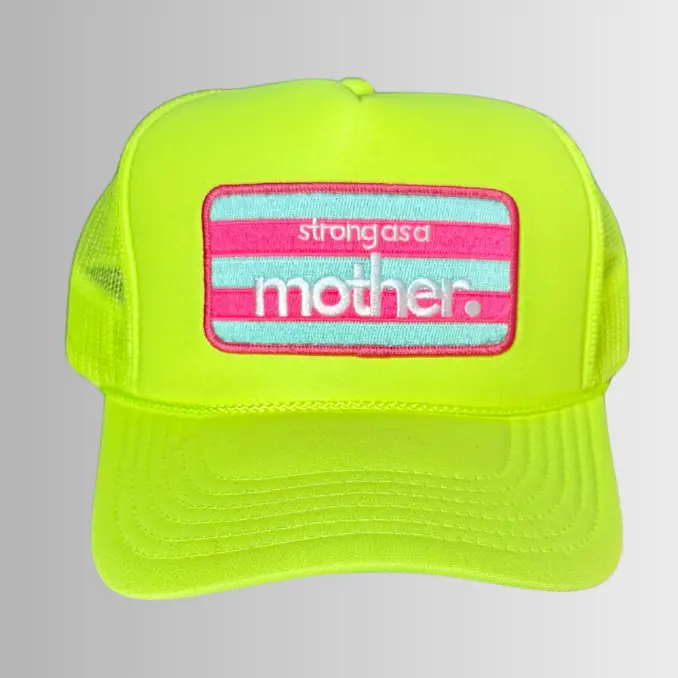 Strong As A Mother® Patch Trucker Hat - Neon Yellow