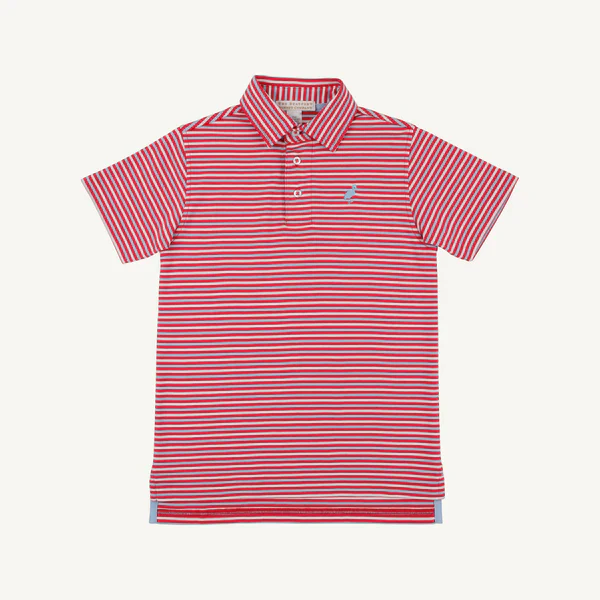 Sumner County Stripe (Richmond Red) with Beale Street Blue Stork Prim & Proper Polo