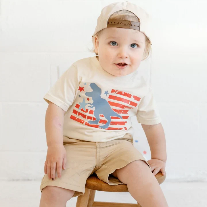 Sweet Wink - All American Dino Short Sleeve T-Shirt - Natural - Image 2