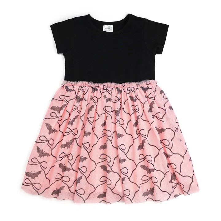 Sweet Wink - Bat Trellis Halloween Short Sleeve Tutu Dress