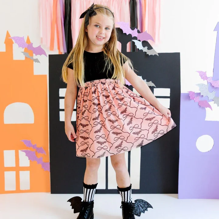 Sweet Wink - Bat Trellis Halloween Short Sleeve Tutu Dress - Image 2