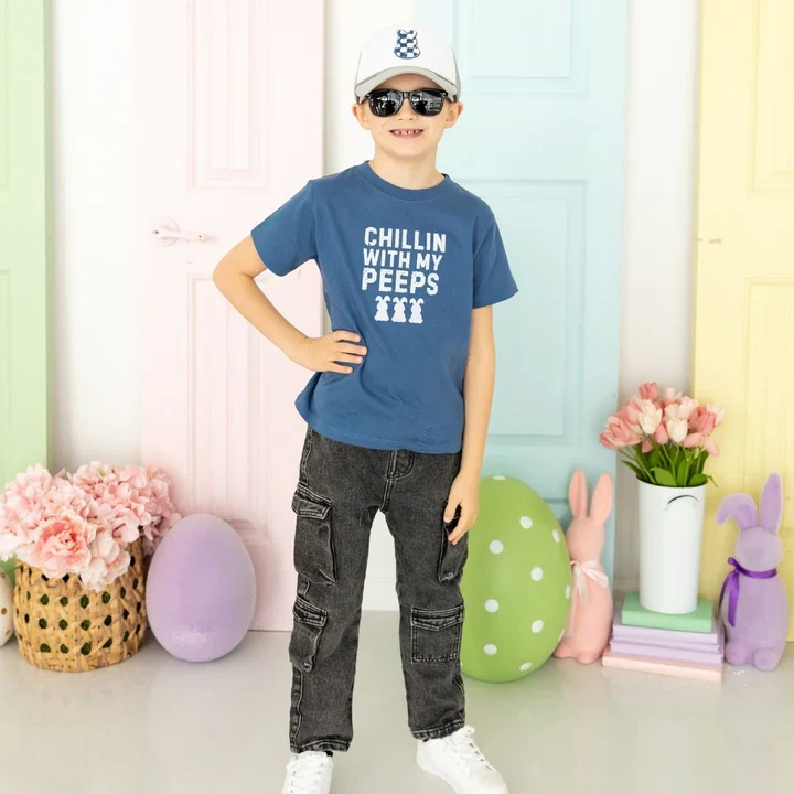 Sweet Wink - Chillin With My Peeps Easter Short Sleeve T-Shirt - Indigo - Image 3