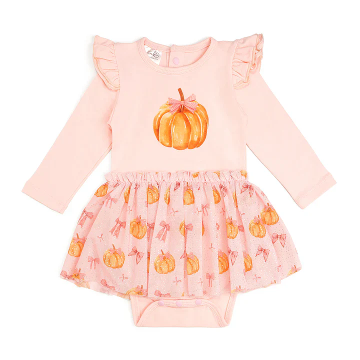 Sweet Wink - Coquette Pumpkin Long Sleeve Tutu Bodysuit