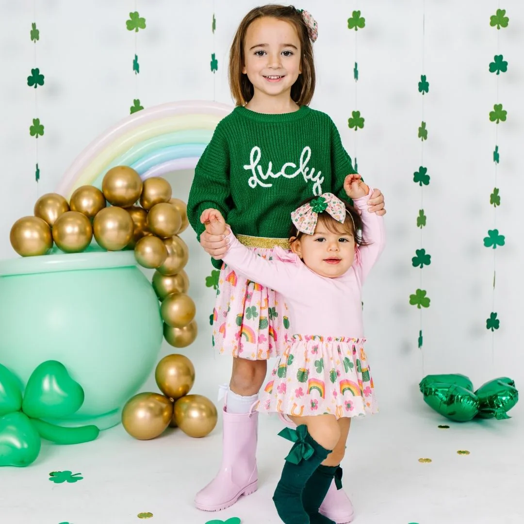 Sweet Wink - Lucky Doodle St. Patrick's Day Long Sleeve Tutu Bodysuit - Image 2