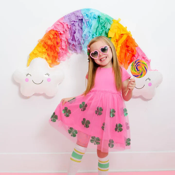 Sweet Wink - Pink Shamrock St. Patrick's Day Short Sleeve Tutu Dress - Image 3