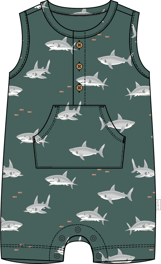 Teal Shark Romper