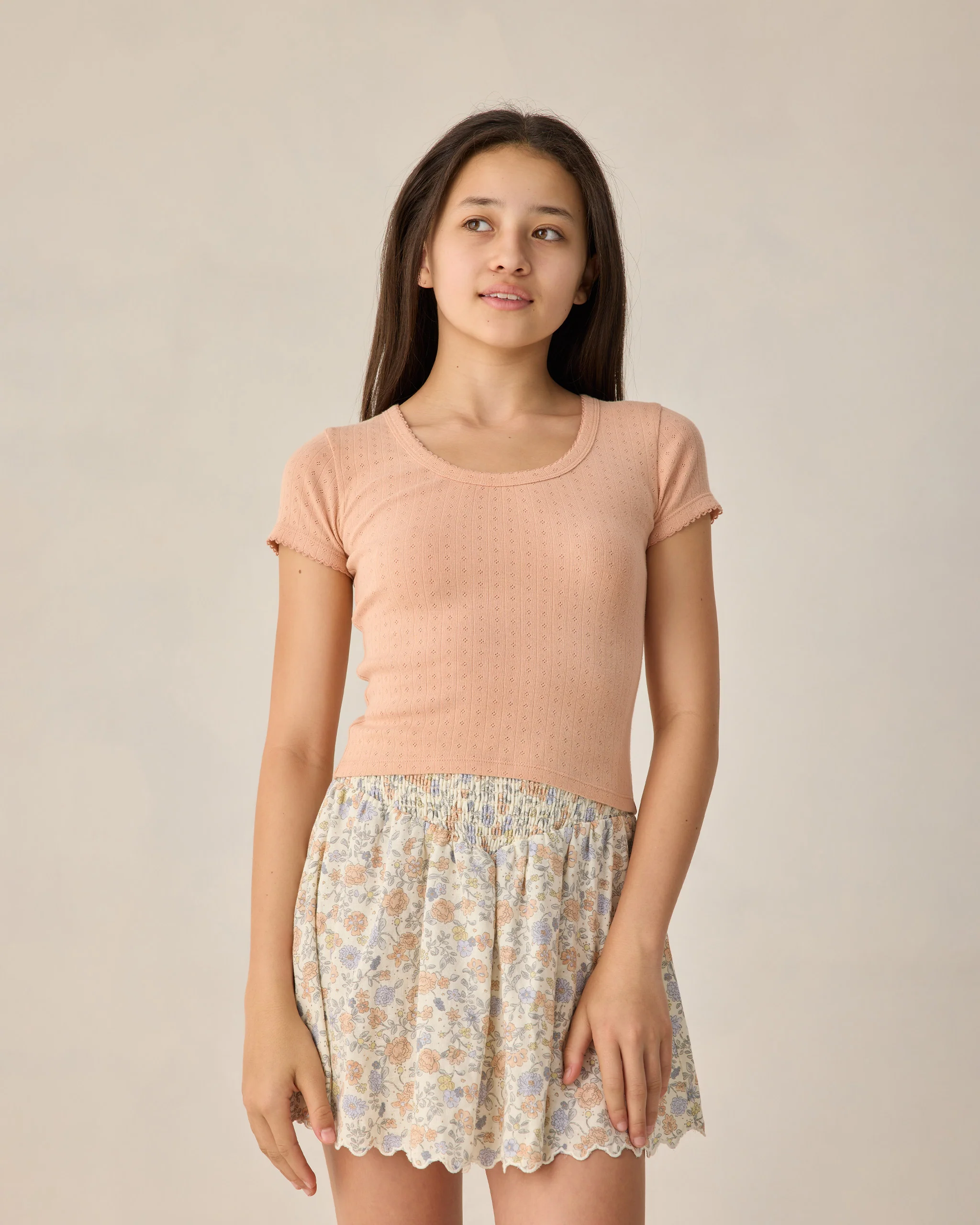 Teen Bloom Smocked V Mini Skirt