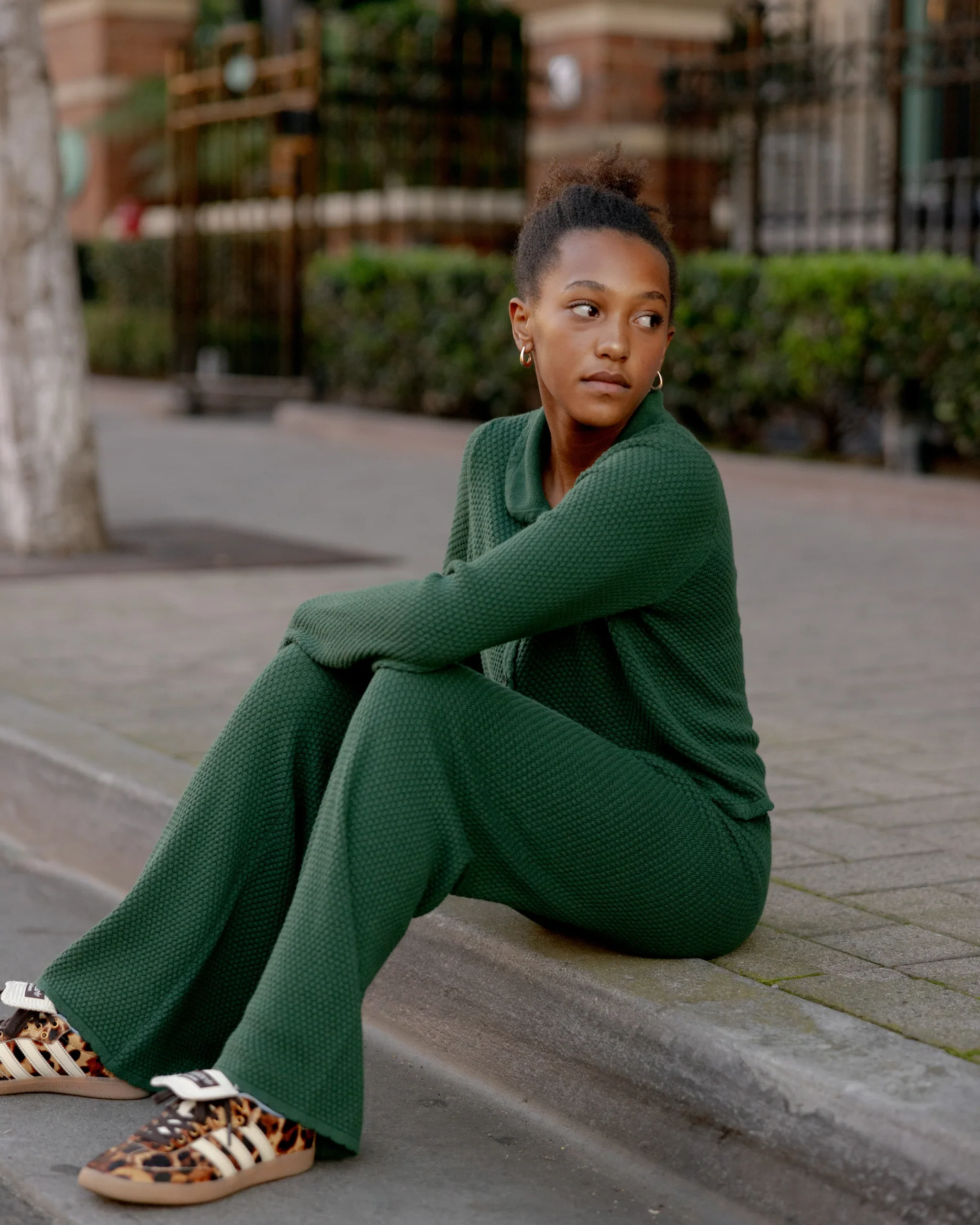 Teen Green Knit Wide Leg Pant - Image 2