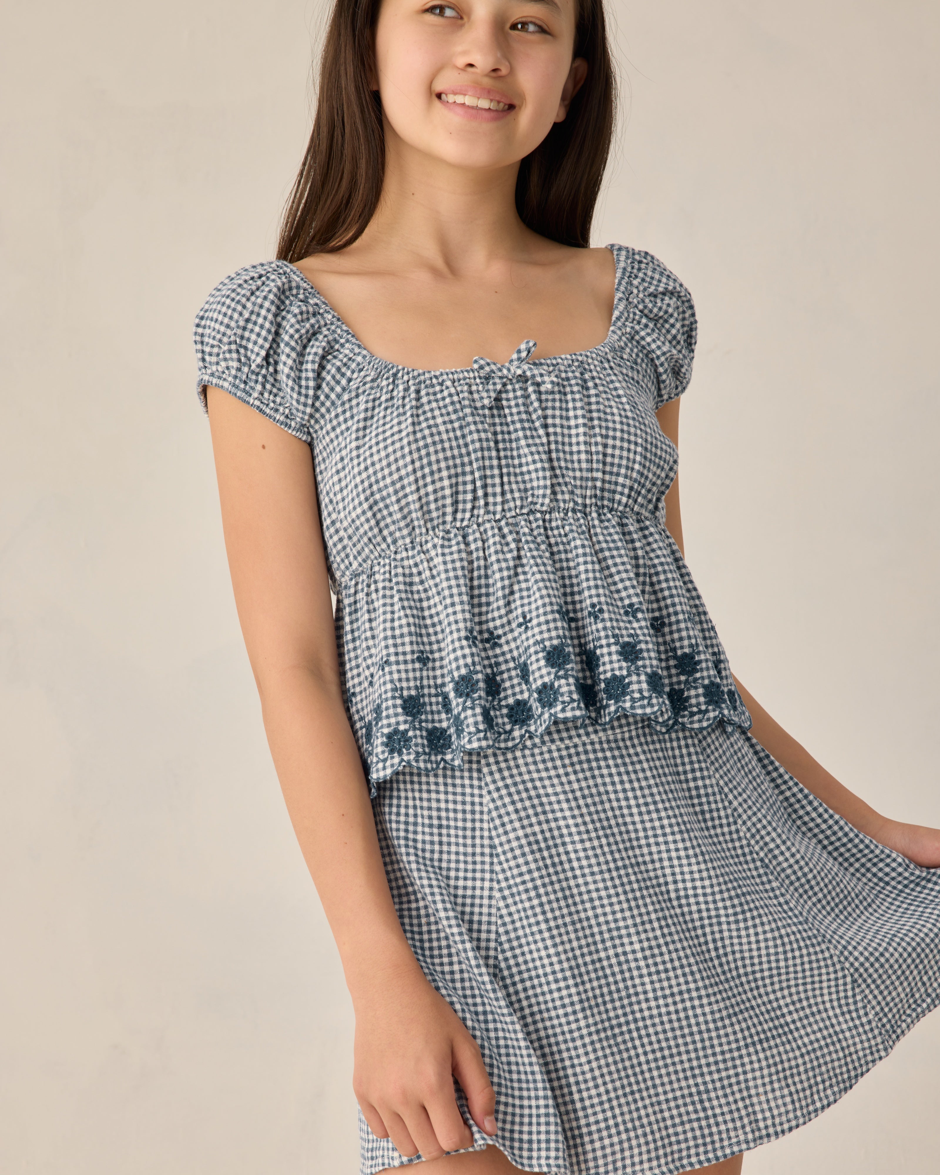 Teen Marine Gingham Rylan Top - Image 2