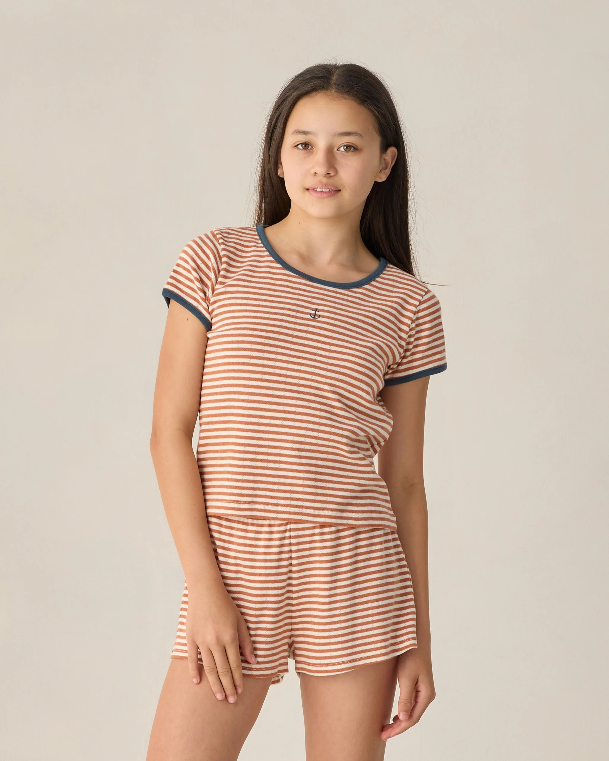 Teen Poppy Stripe Pointelle Tee - Image 3