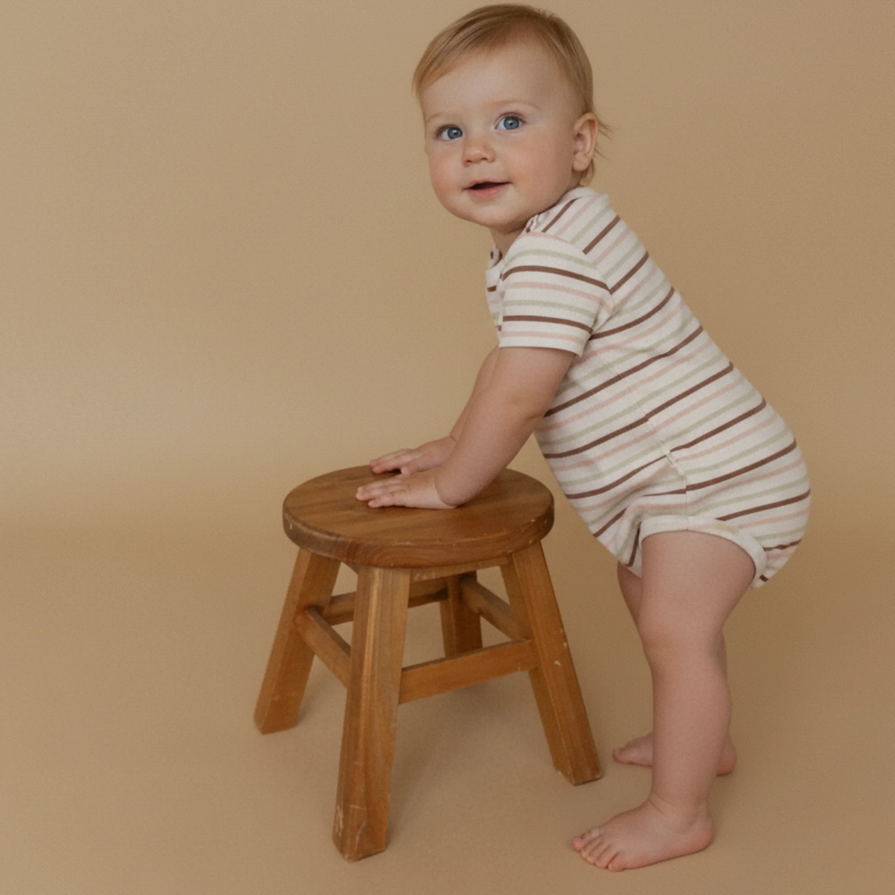 Terra Stripes Organic Short Sleeve Bubble Romper - Image 2