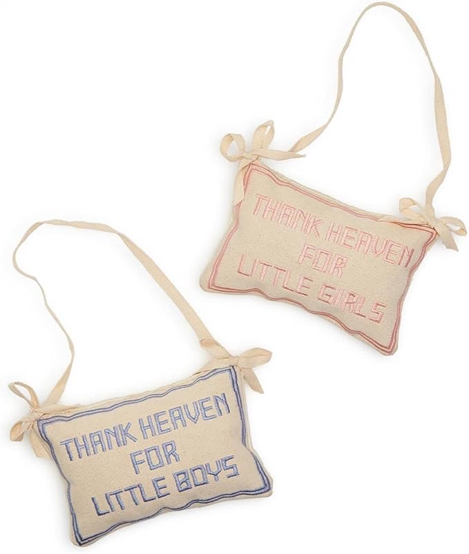 Thank Heaven Embroidered Pillow Door Hanger