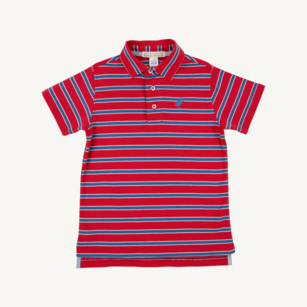 The Beaufort Bonnet Company - Prim and Proper Polo Richmond Red Wood Boat Blue Stripe
