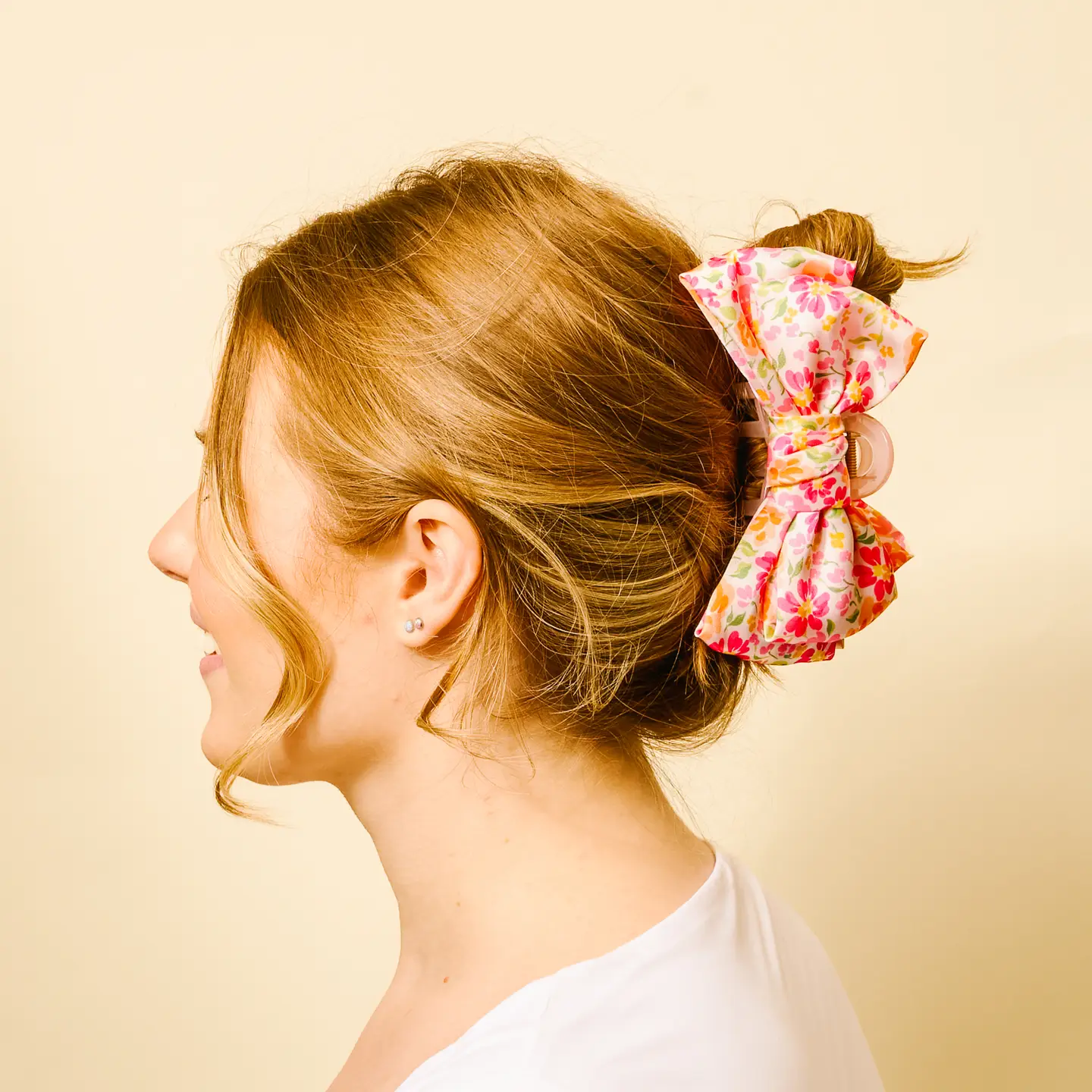 The Darling Effect - Satin Bow Claw Clip-Secret Garden Pink - Image 2