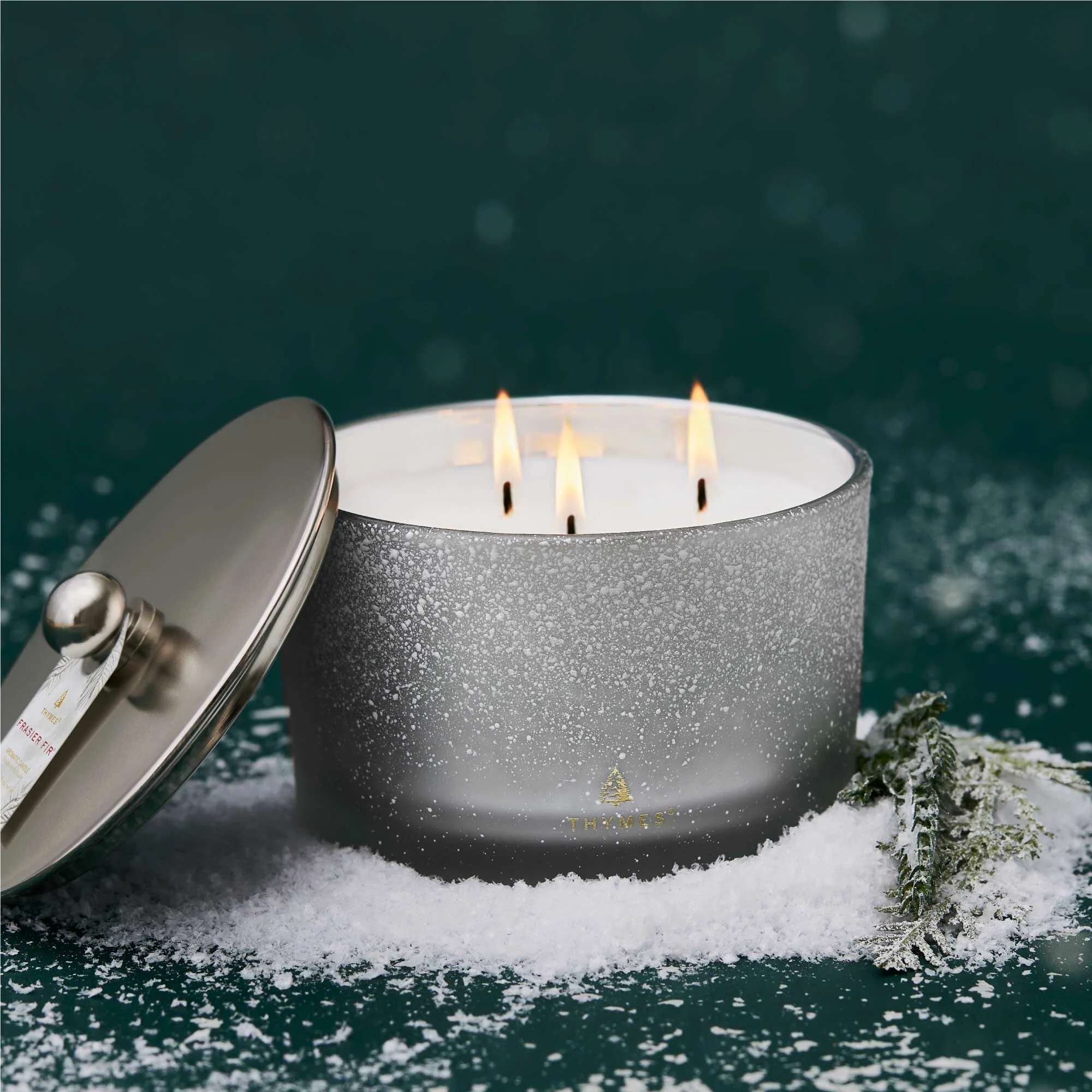 Frasier Fir Flocked 3-Wick Poured Candle - Image 2