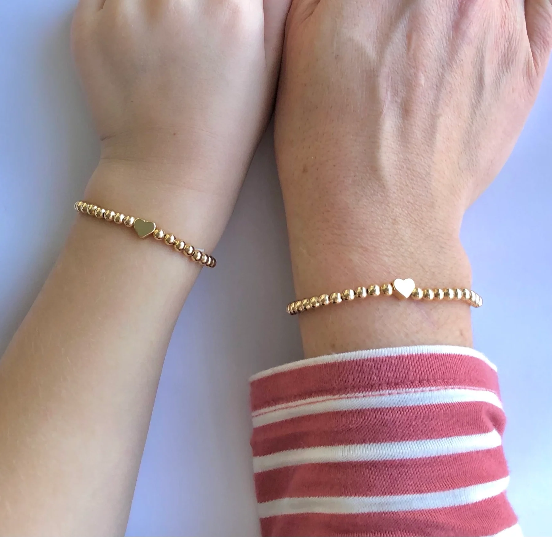 Tiny Heart Gold Mother Daughter Matching Bracelets