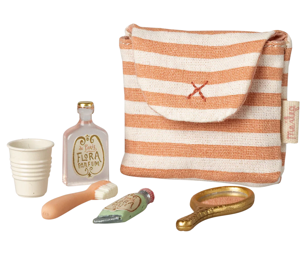 Toothbrush set in bag, Mouse - Coral