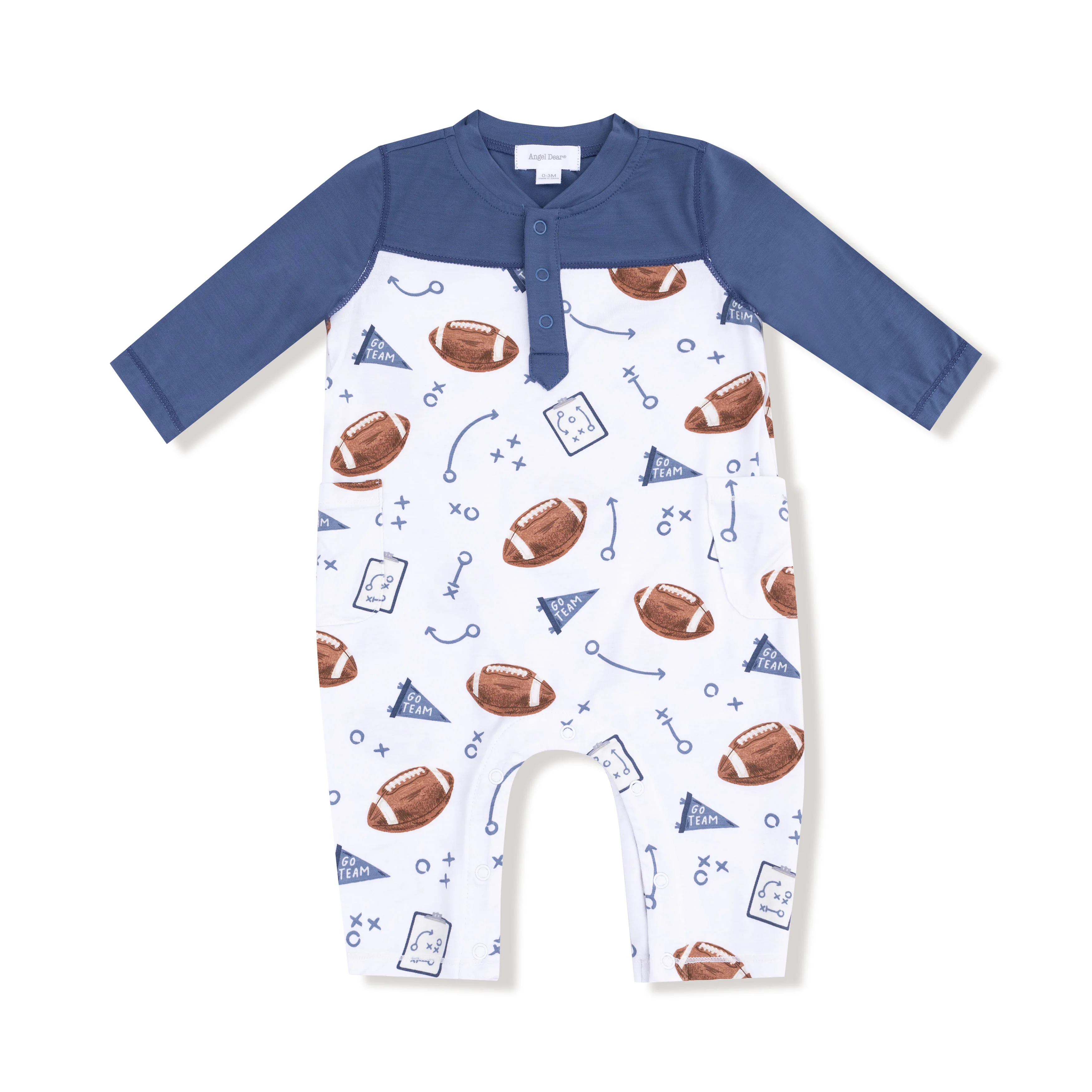 Touchdown Time Navy Raglan Romper