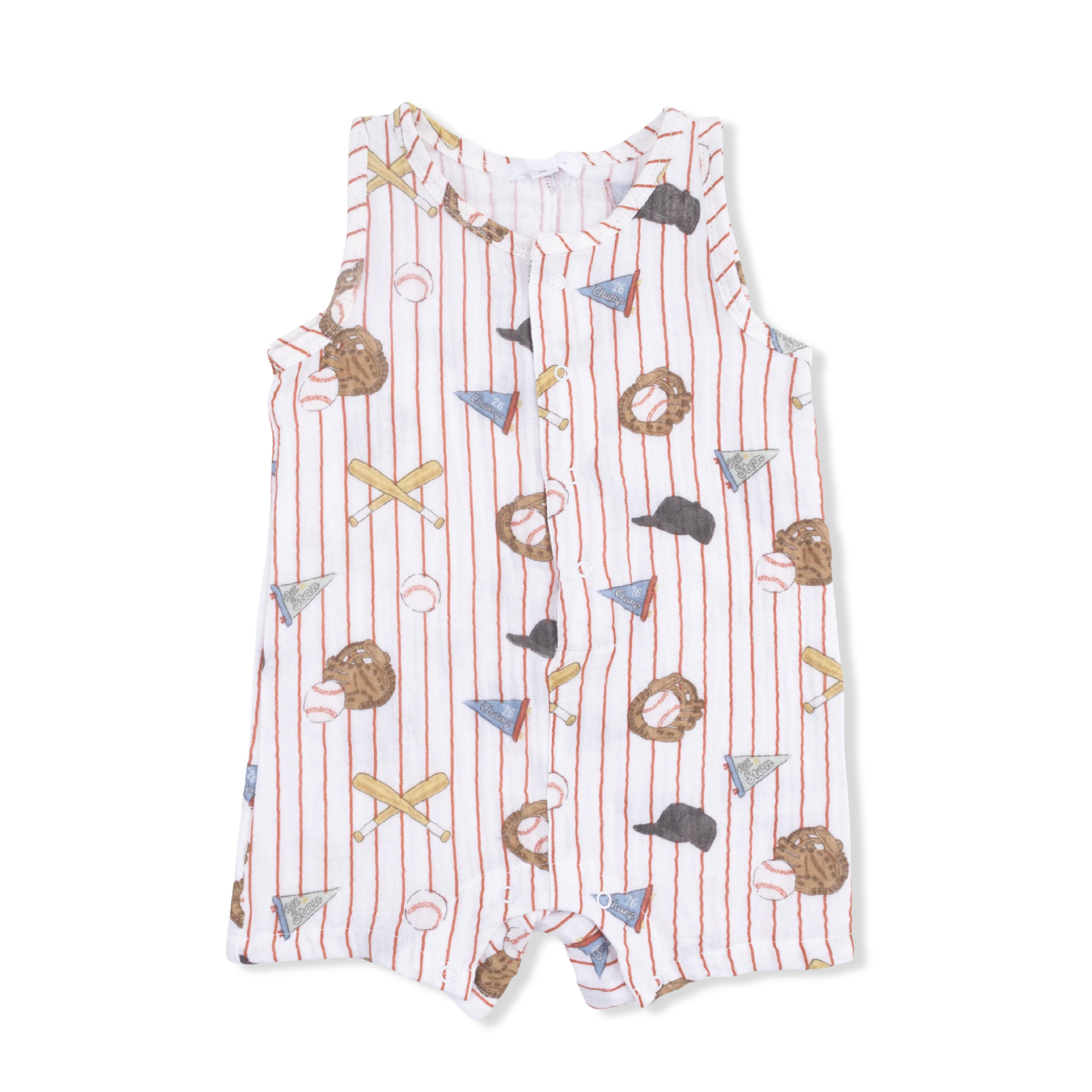 Vintage Baseball Stripe Sleeveless Shortie Romper