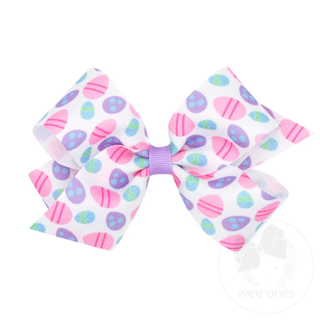 wee ones - Grosgrain Easter-themed Print Girls Hair Bow - Image 4