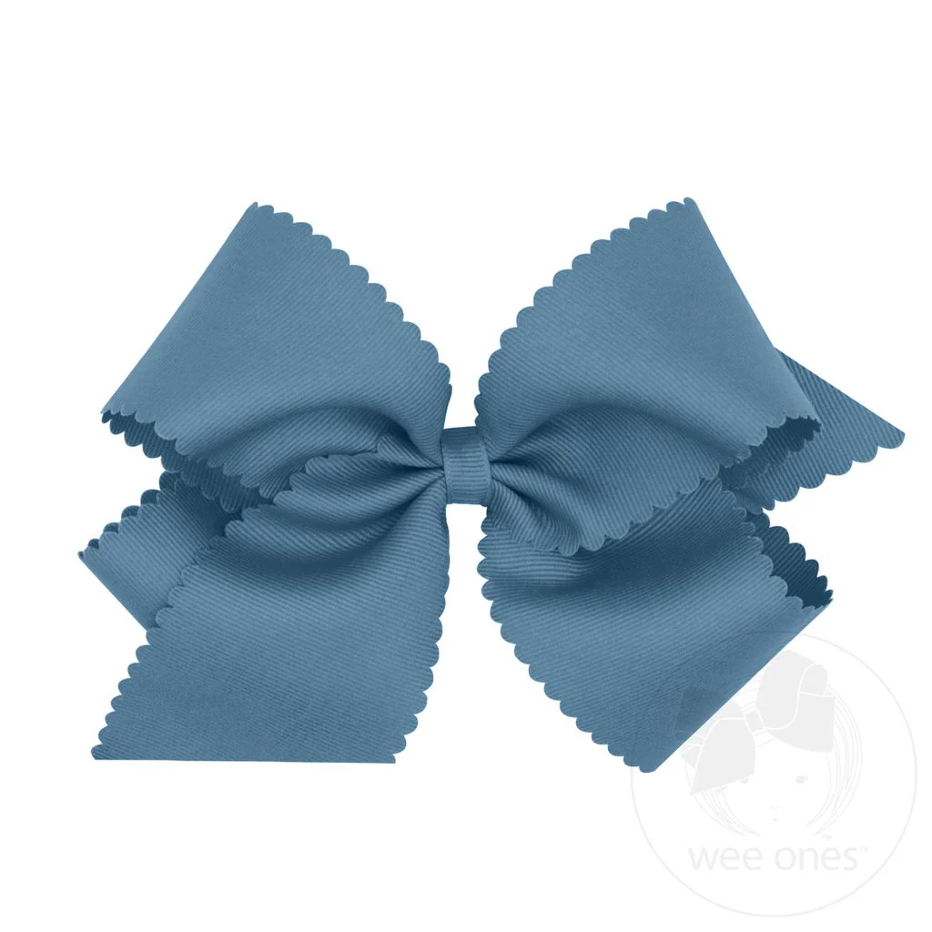 wee ones - Medium Grosgrain Hair Bow with Scalloped Edge - Image 4