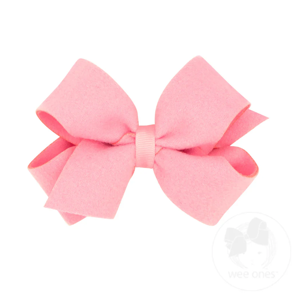 Wee Ones - Medium Soft and Cozy Brushed Fleece Fabric Hair Bow - Image 2