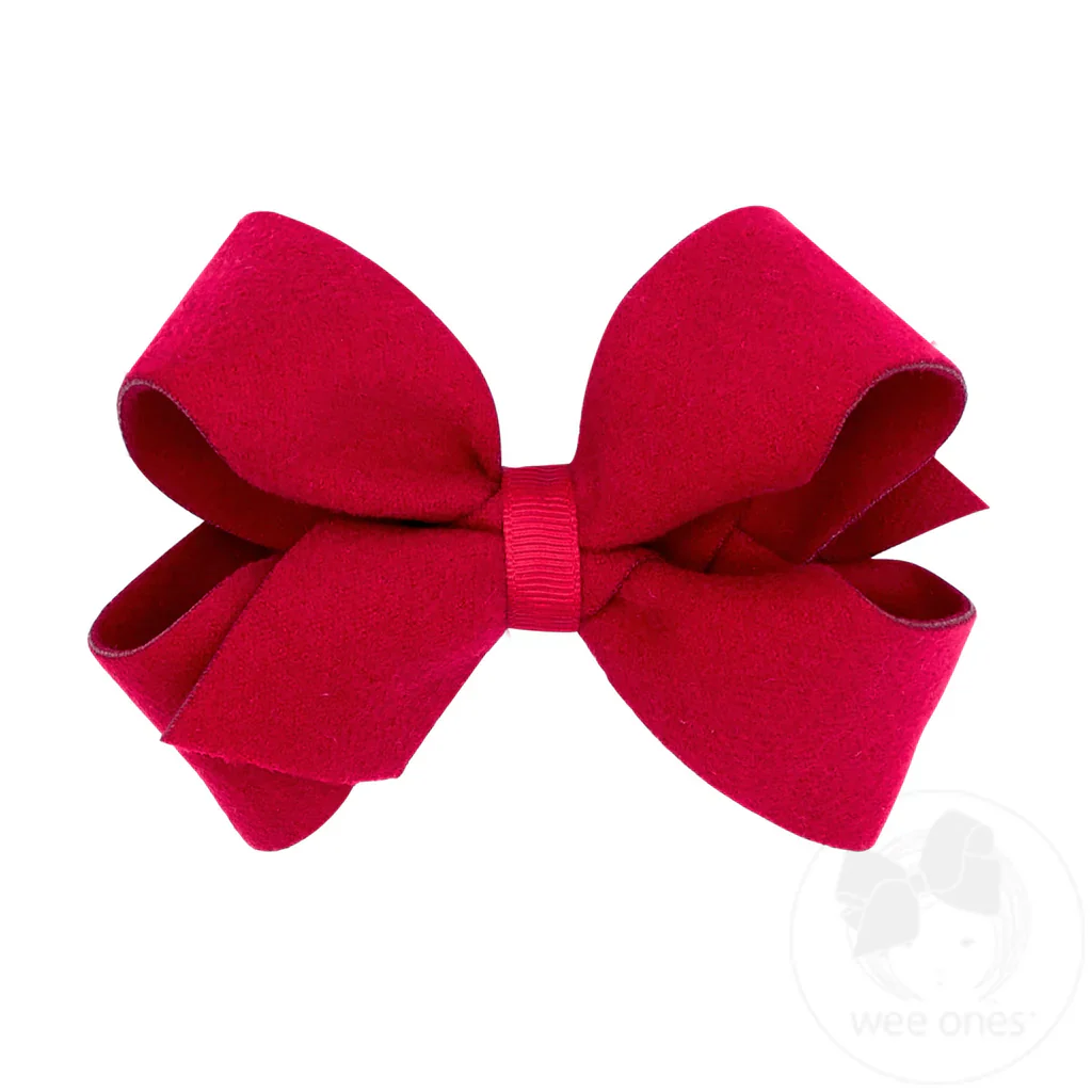 Wee Ones - Medium Soft and Cozy Brushed Fleece Fabric Hair Bow - Image 3