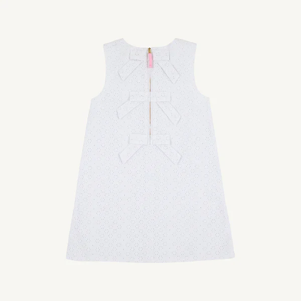 Worth Ave White Sleeveless Betts Bow Dress-Eyelet - Image 2