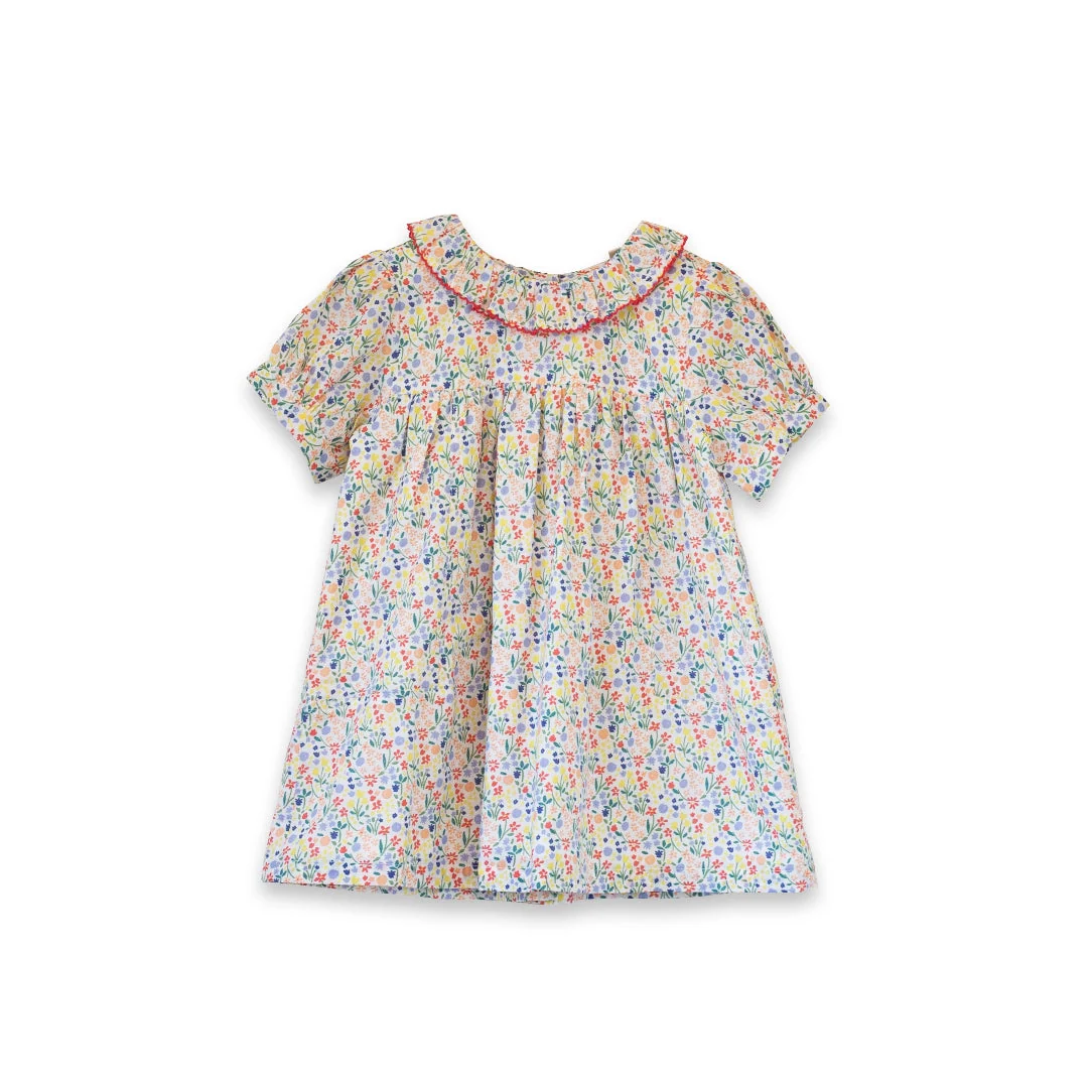 Yellow Petal Confetti Toddler Emily Dress with Lace trim